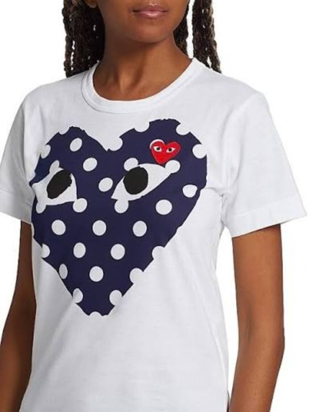 V-39. Comme des Garcons Play Polka Dot Heart-Print Cotton Jersey T-Shirt